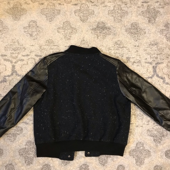 Boys Bomber Letterman Jacket with Leather Sleeves - Picture 2 of 4